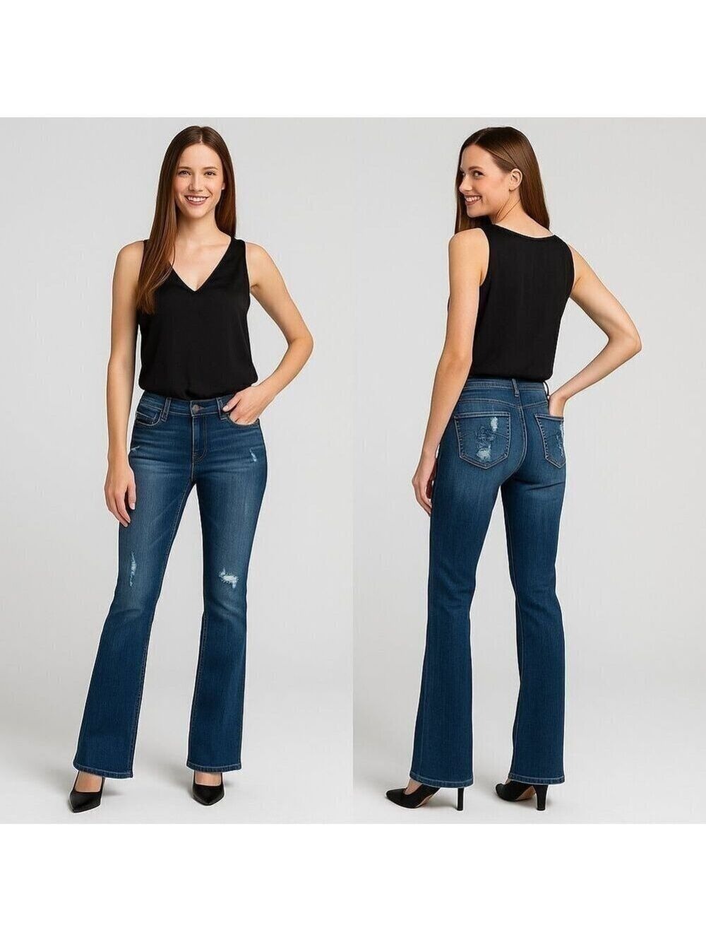 VIGOSS 🔥 Women’s Mid-Rise Distressed Bootcut Jeans 👖 Size 13 ✨